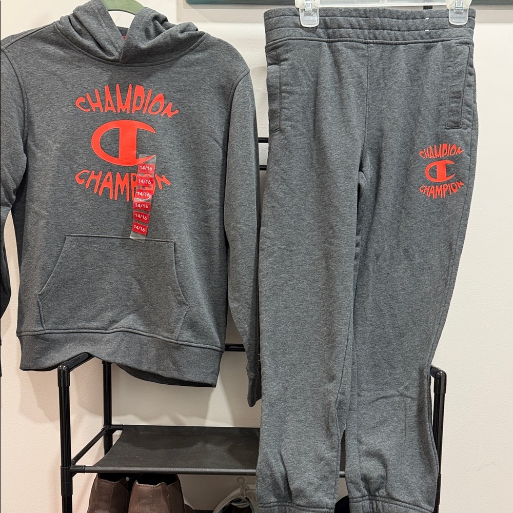 Champion Kids Charcoal Joggers with Red Logo